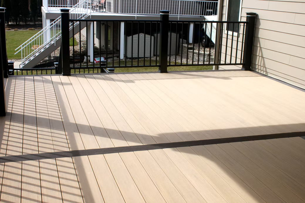 Black railing on deck 