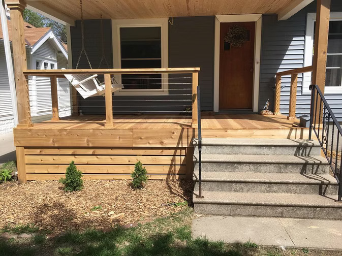 Douglas Fir/Cedar Porch w/ Cable Railing